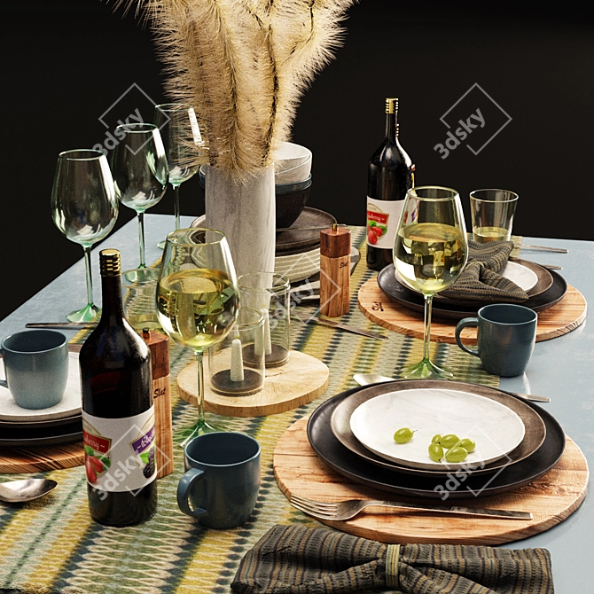 Elegant Tableware Set - 3ds Max 2014 & Obj Files 3D model image 2