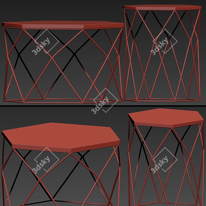 Modern Hexagon Side Table 3D model image 3