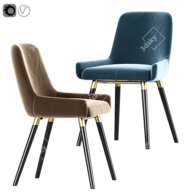 Modern Gray Fabric Dining Chairs 3D model image 2