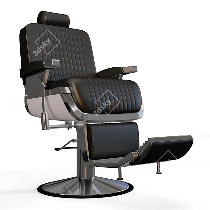 Sleek Black Lord MD-600: Professional Barber Chair 3D model image 1