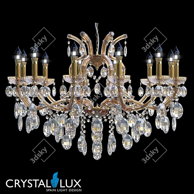 Crystal Lux Hollywood SP12 Gold Pendant Chandelier 3D model image 1