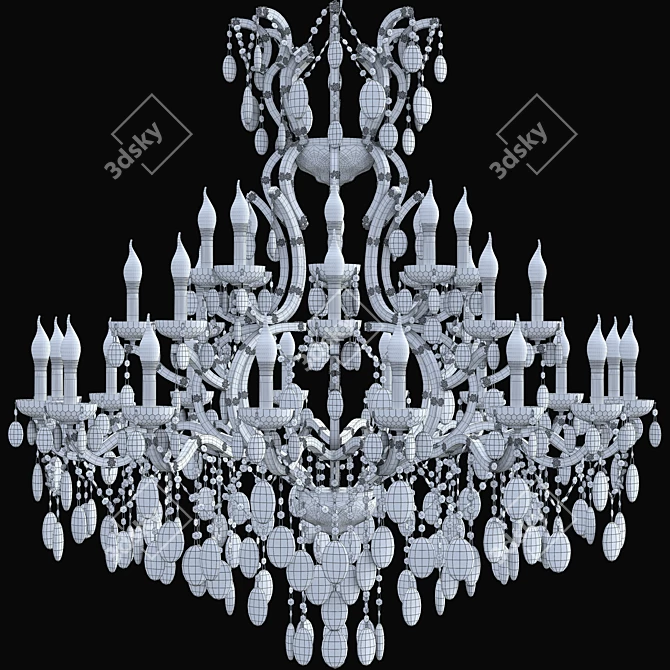 Luxurious Hollywood Gold Crystal Chandelier 3D model image 2