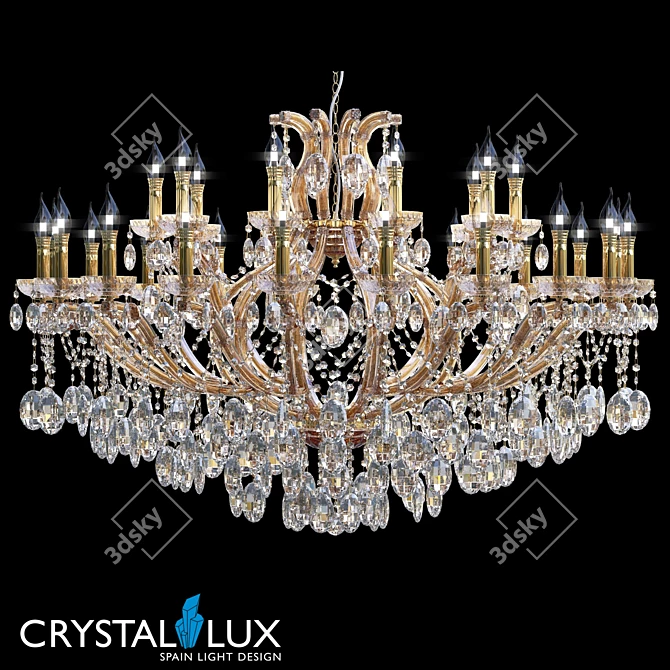 Crystal Lux Hollywood SP20+10 Gold Pendant Light 3D model image 1