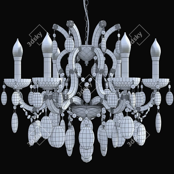 Hollywood SP6 Chrome - Classic Spanish Pendant Light (520mm Height)  Elegant Crystal Lux Collection 3D model image 2