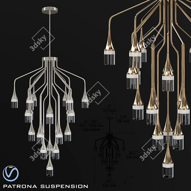 Elegant Patrona Suspension: Transforms Any Space 3D model image 1