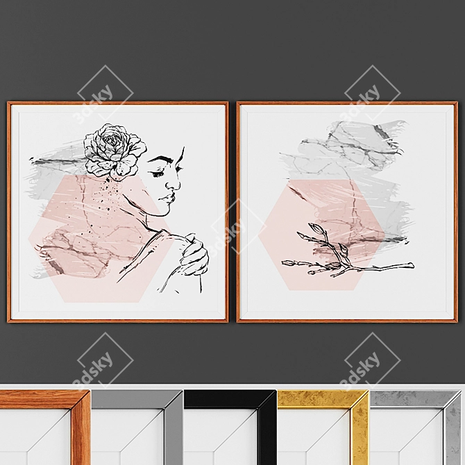 Versatile Picture Frame Set: Choose from 5 Elegant Frames 3D model image 1