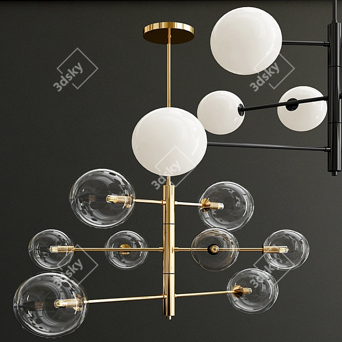 Modern Pellet Chandelier 3D model image 1