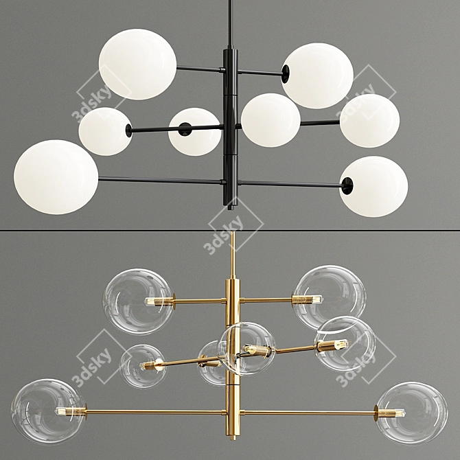 Modern Pellet Chandelier 3D model image 2