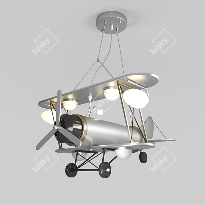 Modern Nickel Metal Pendant with Adjustable Height 3D model image 1