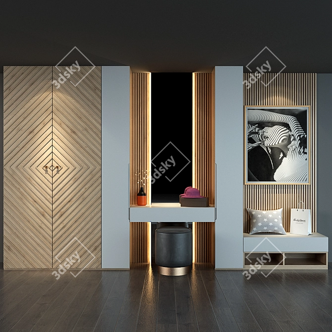 Modern Hallway Cabinet Set 3D model image 1