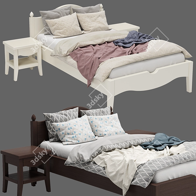 Elegant Children's Bed with Columns 3D model image 3