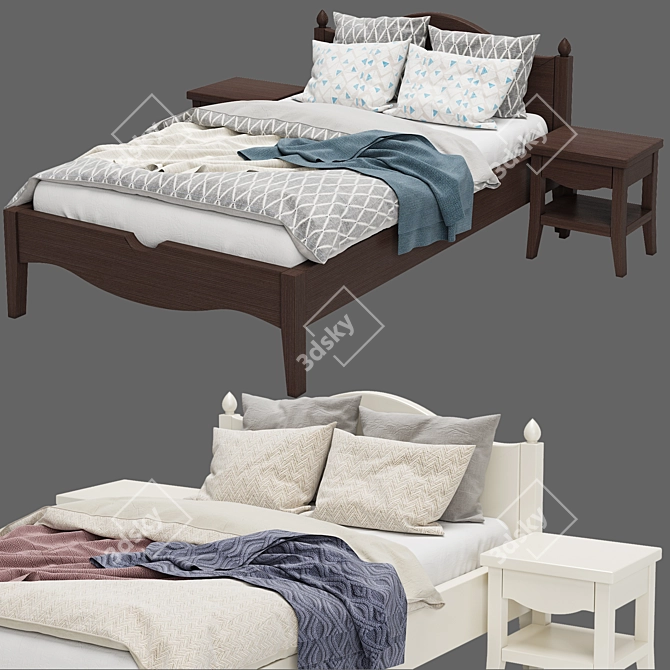 Elegant Children's Bed with Columns 3D model image 1