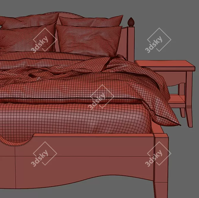 Elegant Children's Bed with Columns 3D model image 2