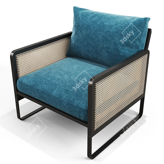 Elegant Cane Armchair: A Stylish Addition 3D model image 1