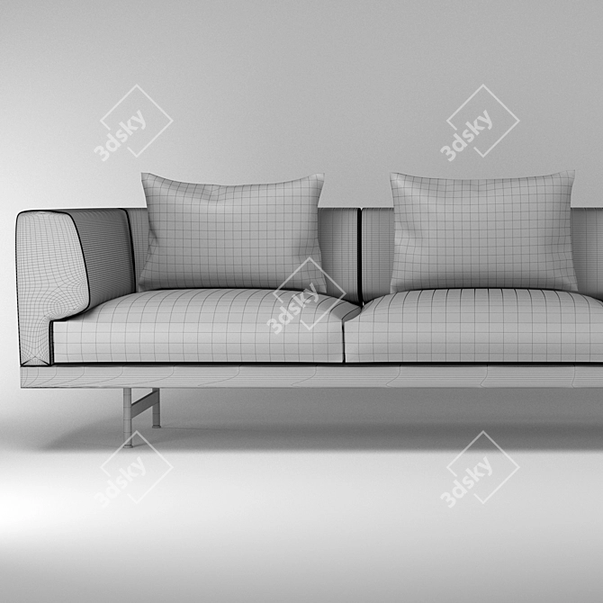 Chic Curved Chimney Sofa 3D model image 2