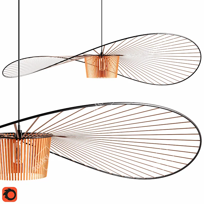 Sleek Circle Pendant Light Fixture 3D model image 1