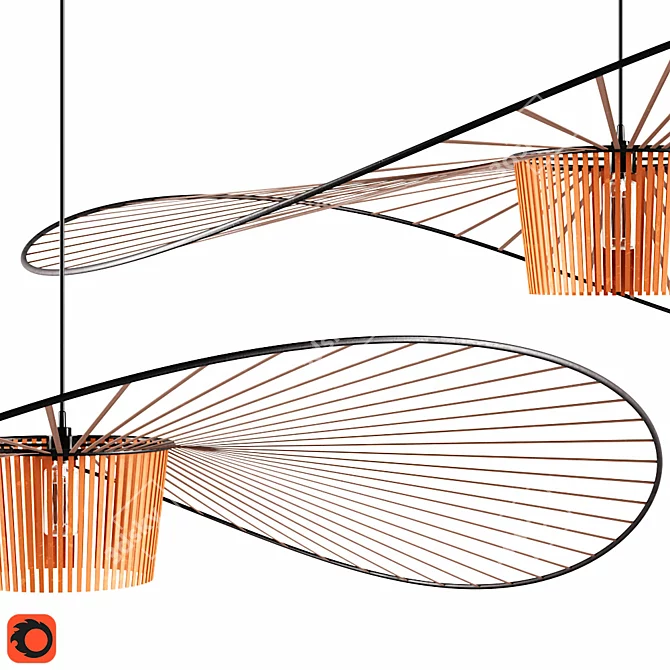 Sleek Circle Pendant Light Fixture 3D model image 2