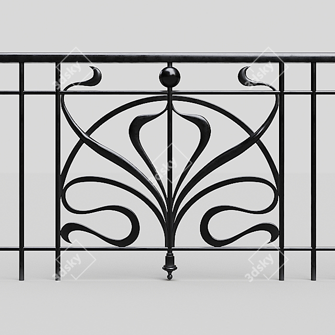 Elegant Iron Fence 3D model image 1