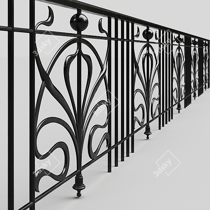 Elegant Iron Fence 3D model image 2