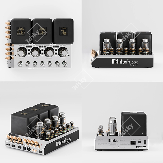 Classic Tube Power Amplifier 3D model image 2