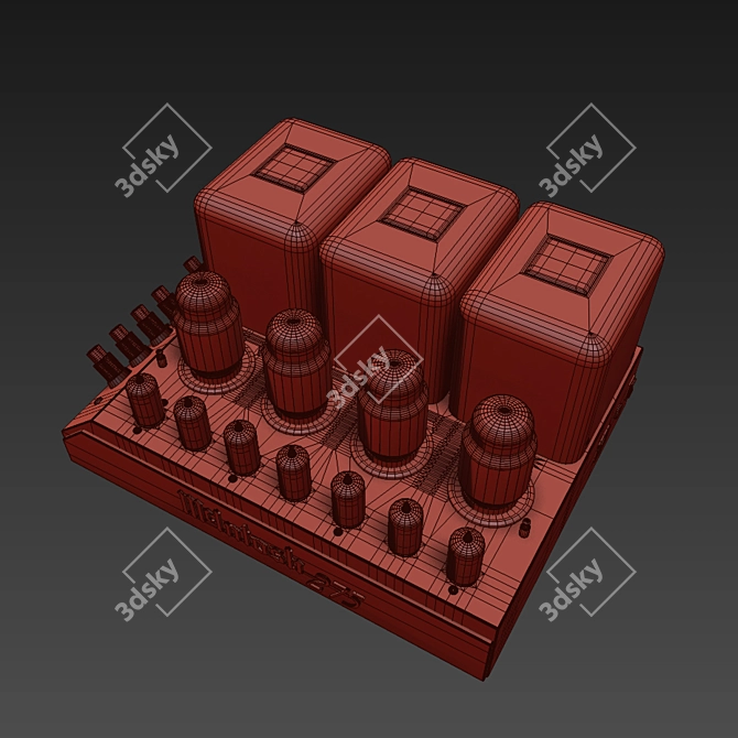 Classic Tube Power Amplifier 3D model image 3