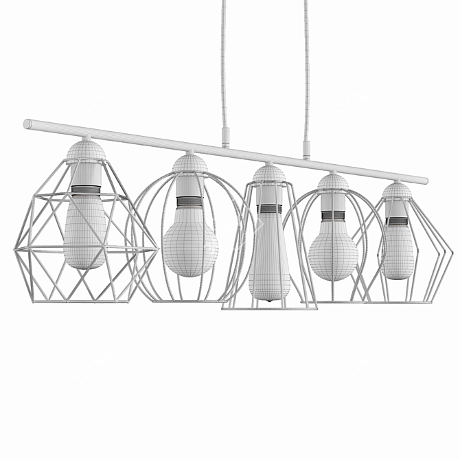 Elegant Black Metal Chandelier 3D model image 2