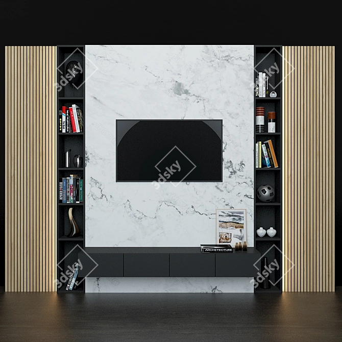 Sleek TV Wall Mount Set 3D model image 1