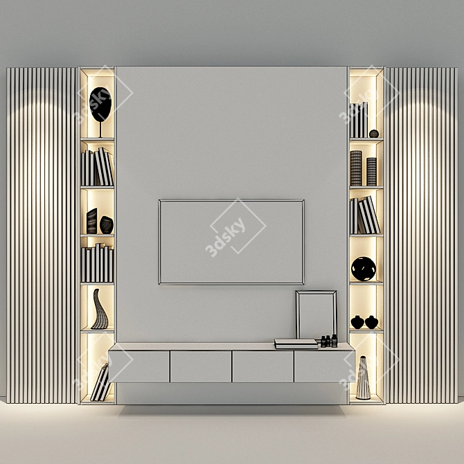 Sleek TV Wall Mount Set 3D model image 3