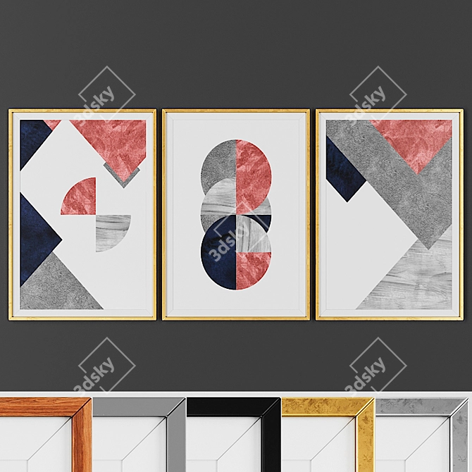 Modern Geometric Picture Frame Set 3D model image 1