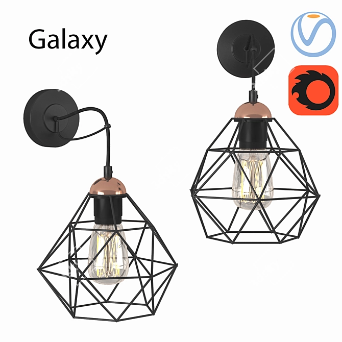 Galaxy Black Metal Sconce 3D model image 1