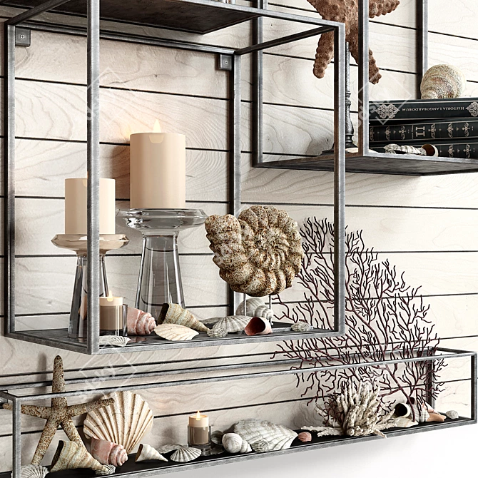 Pottery Barn Cube Display Shelves: Stylish Organizational Decor 3D model image 1