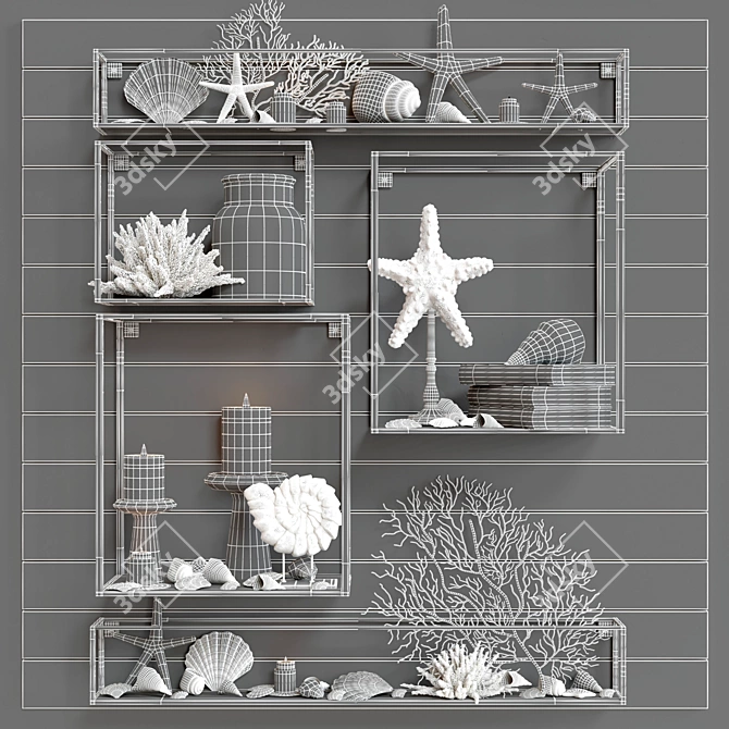 Pottery Barn Cube Display Shelves: Stylish Organizational Decor 3D model image 2