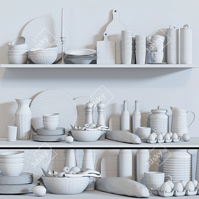 Kitchen Chic Decor Set 3D model image 3