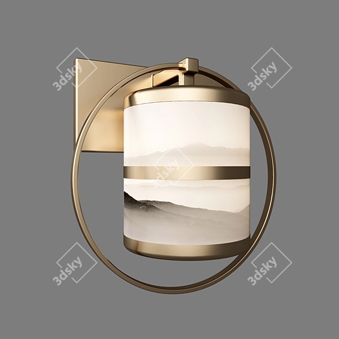 Elegant Oriental Wall Sconce 3D model image 2