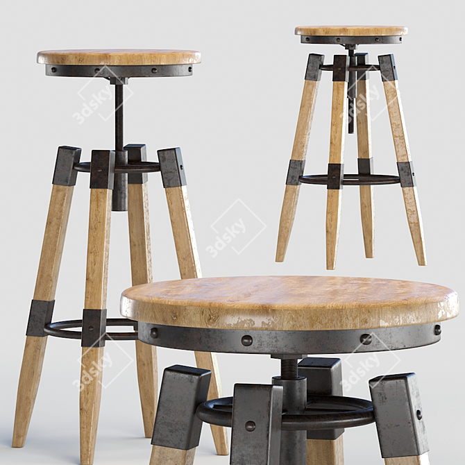 Vintage Tractor Seat Bar Stool 3D model image 1