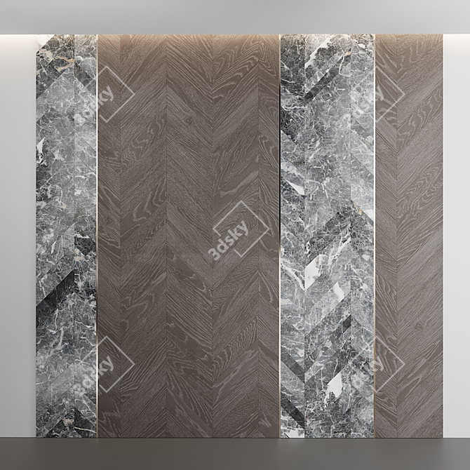 Title: Marble-Parquet Combo for Wall & Floor 3D model image 1