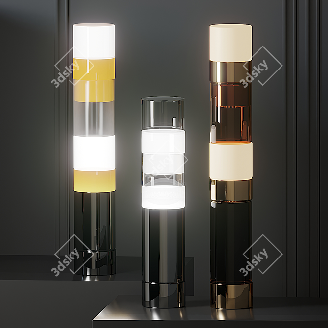 Stacking D Floor Lamps: Modern Elegance 3D model image 1