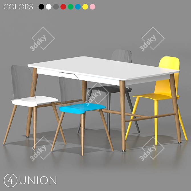 Modern Chair and Table Set 3D model image 1