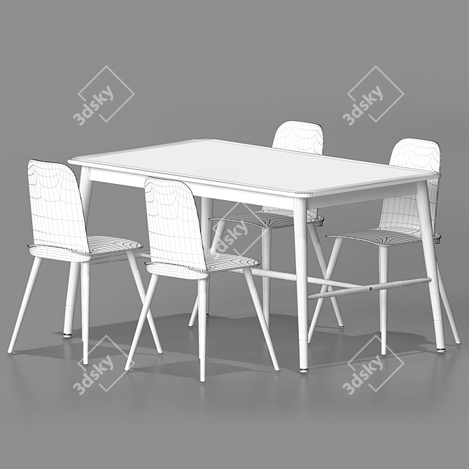 Modern Chair and Table Set 3D model image 2