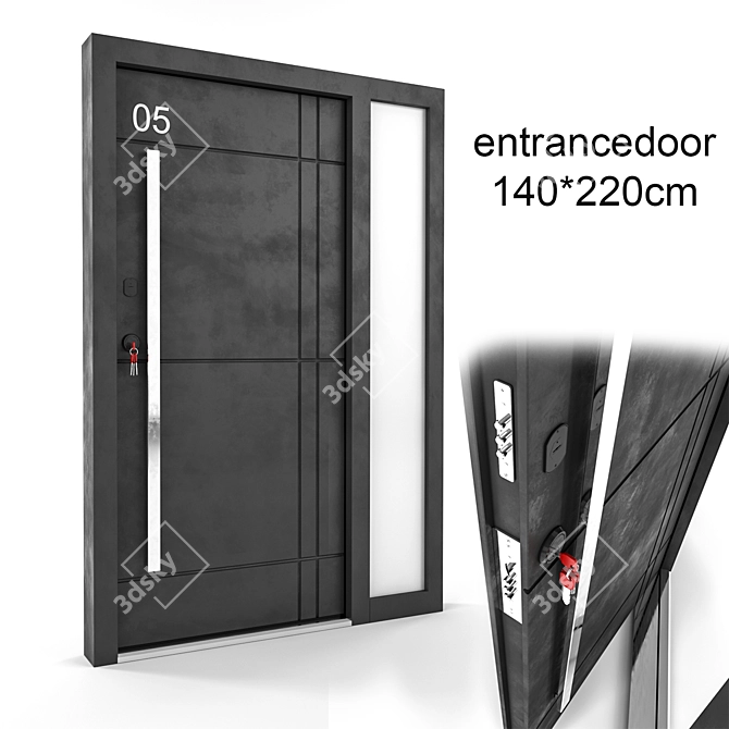Modern Entrance Door 140x220cm 3D model image 1