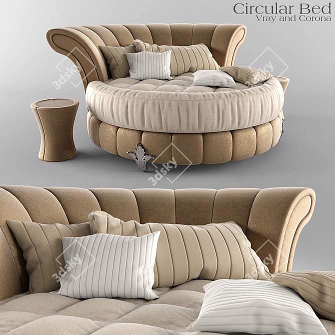 Elegant Round Bed - Vray & Corona - FBX Files 3D model image 1