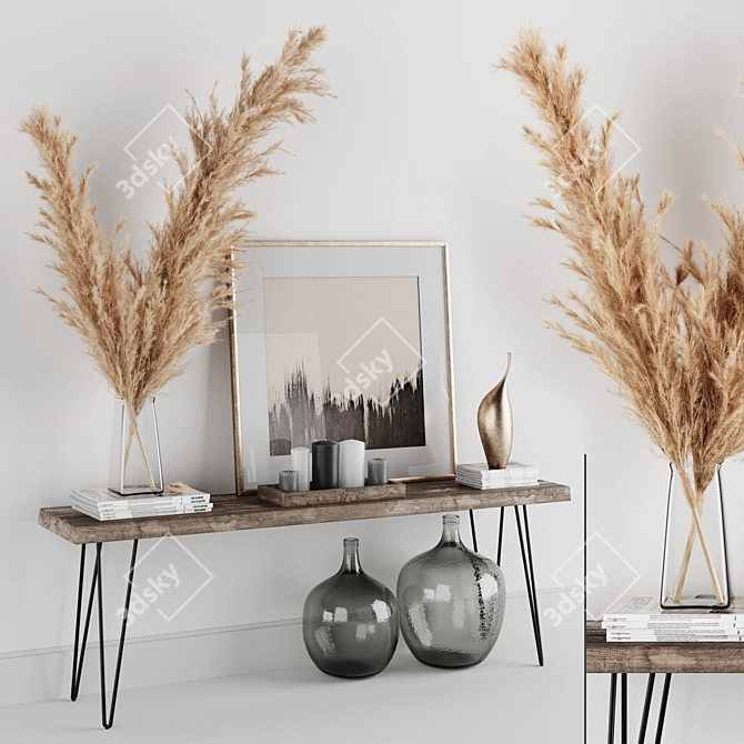 Pampas & Console Decoration Set 3D model image 1