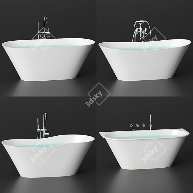 Luxury Holbi Bath Set: Stone Tubs & Stylish Faucets 3D model image 1