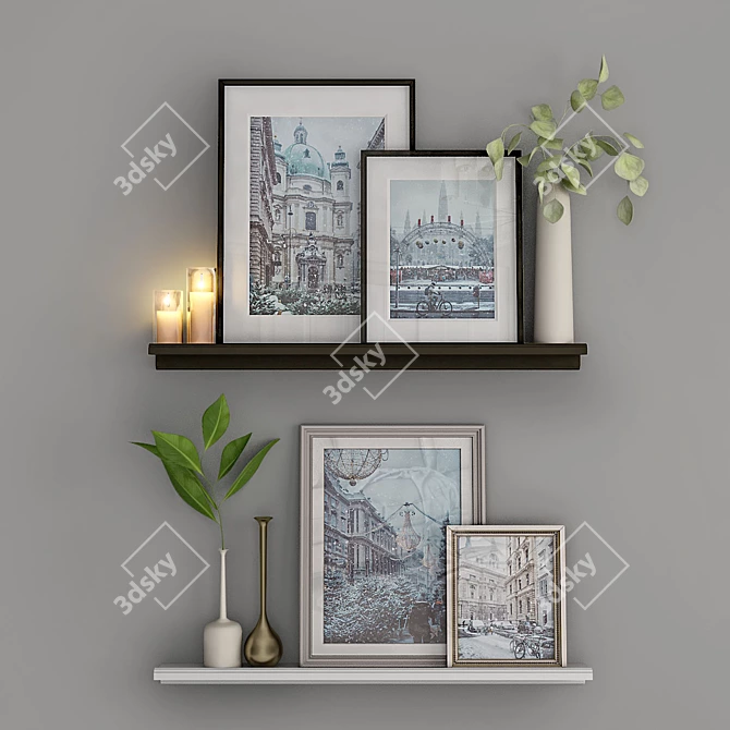 Vienna Inspired Art Shelf 3D model image 1