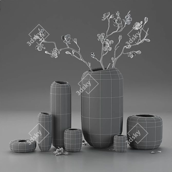 Elegant Ceramic Vase Decor Set 3D model image 3