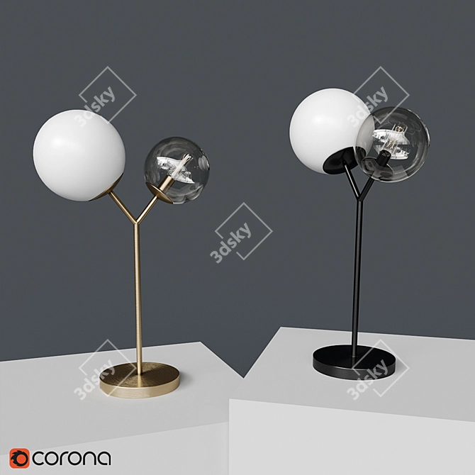Sleek Brass Finish Table Lamp 3D model image 1