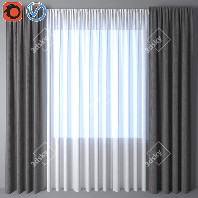 Elegant Azure Curtain 47 3D model image 1