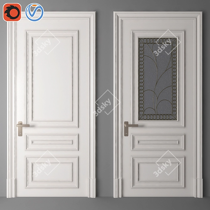 Sleek Steel Entry Door 3D model image 1