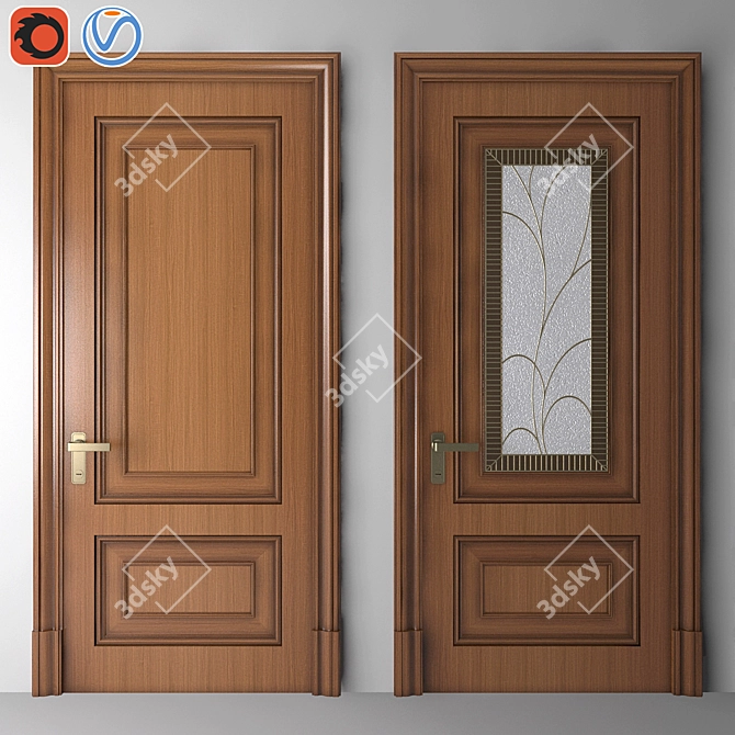 Sleek Steel Entry Door 3D model image 2