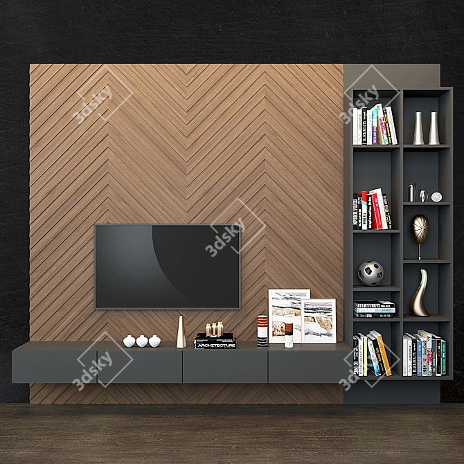 Modern TV Wall Set 03 3D model image 1